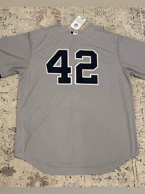 Nike Authentic New York Yankees Mariano Rivera #42 Gray MLB Jersey